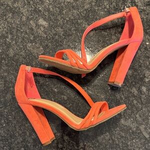 Chic Coral Strappy Heels